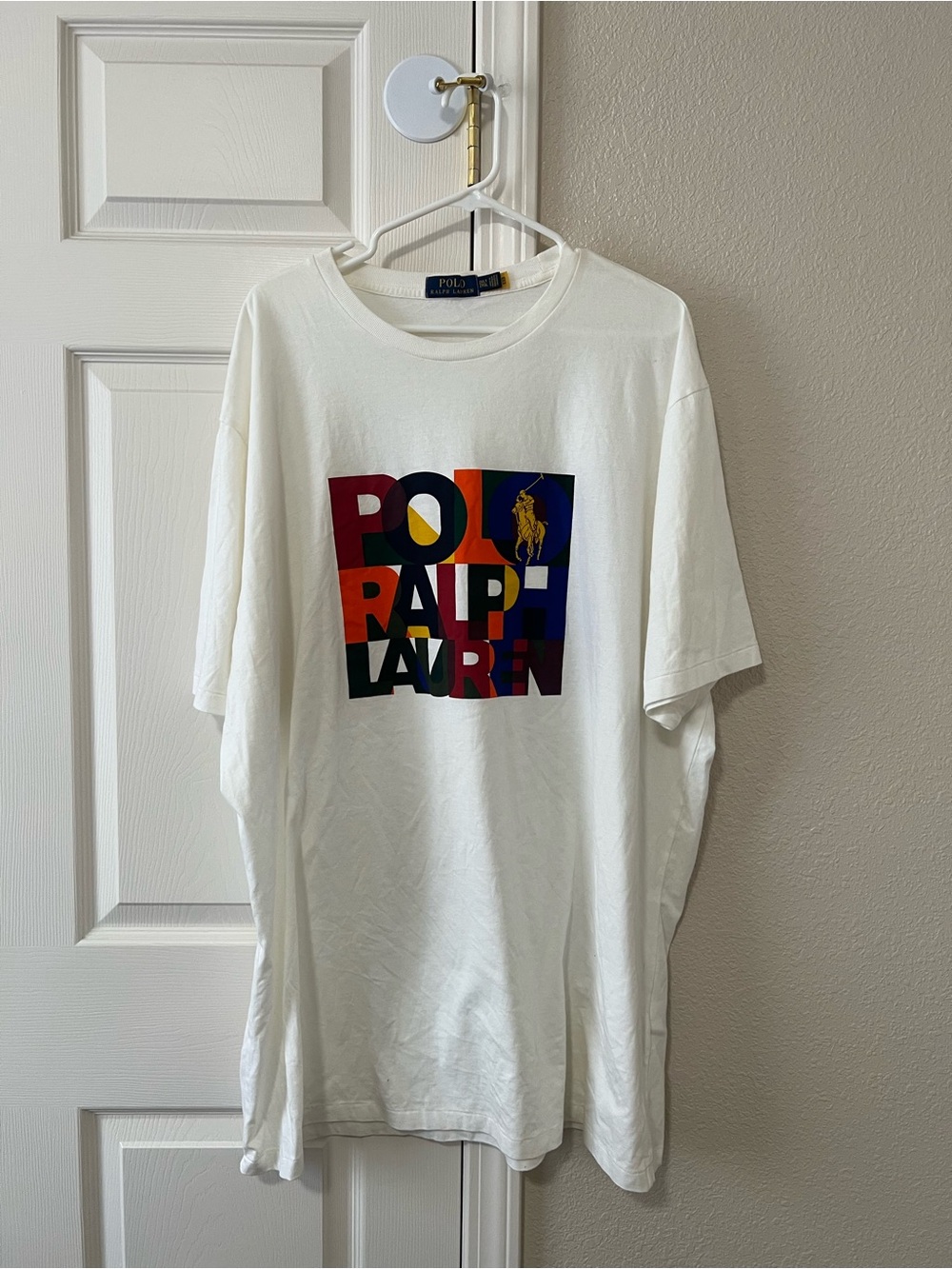 Polo Ralph Lauren Colorblock Graphic Logo Tee White Size 2XLT Like New
